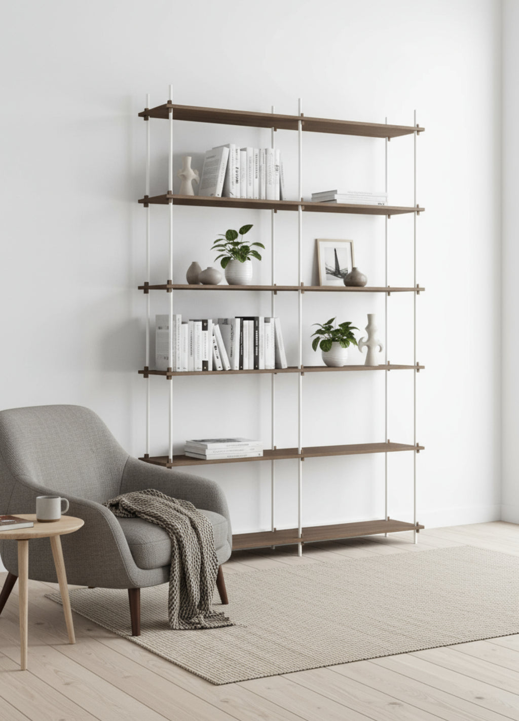 Customizable Moebe Shelving System in Smoked Oak/White - Versatile Design