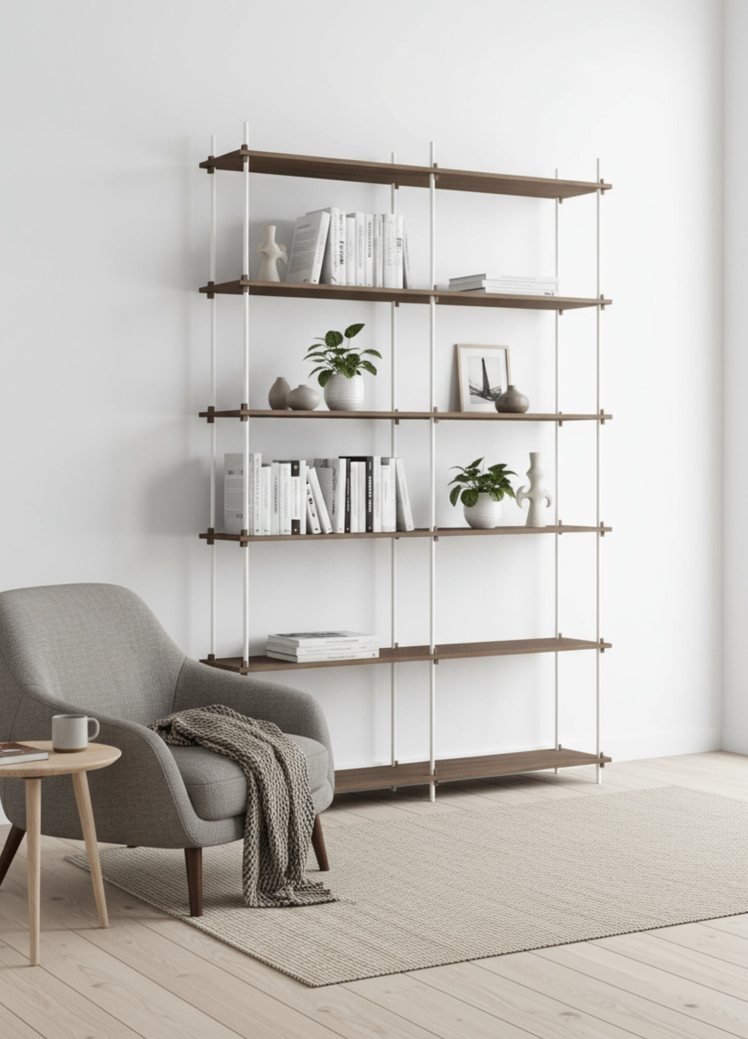 Customizable Moebe Shelving System in Smoked Oak/White - Versatile Design