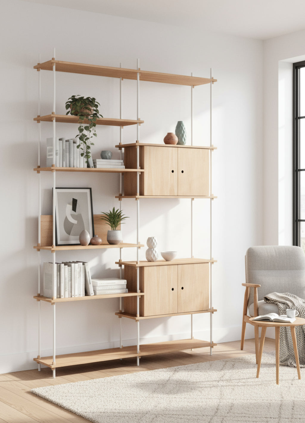 Customizable Moebe Shelving System in Oak/White - Versatile Home Solution