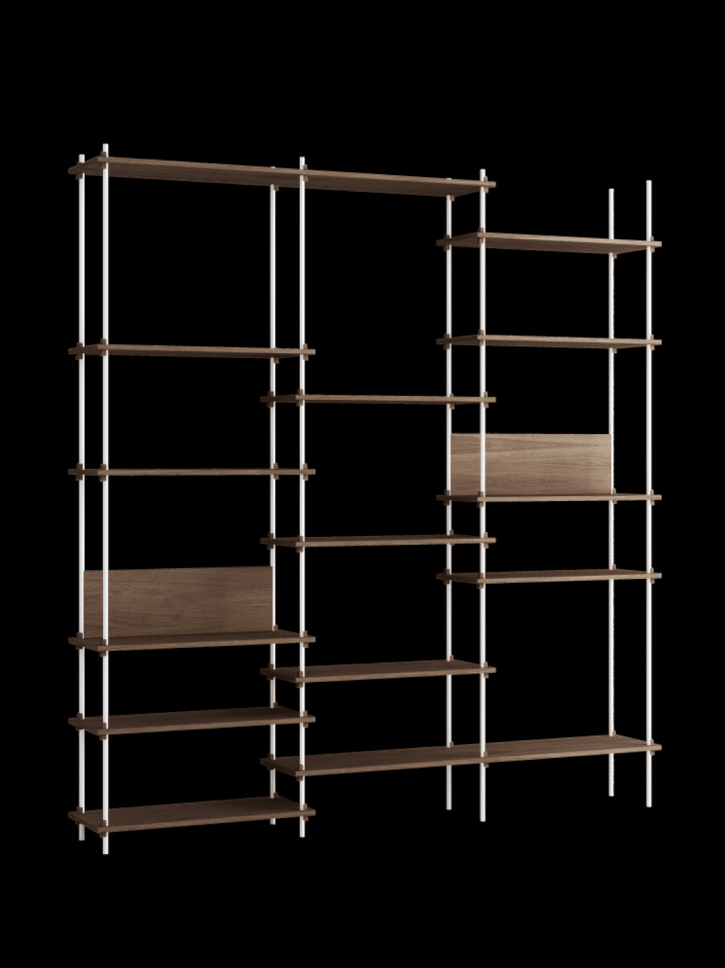 Customizable Moebe Shelving System in Smoked Oak & White - Versatile Design