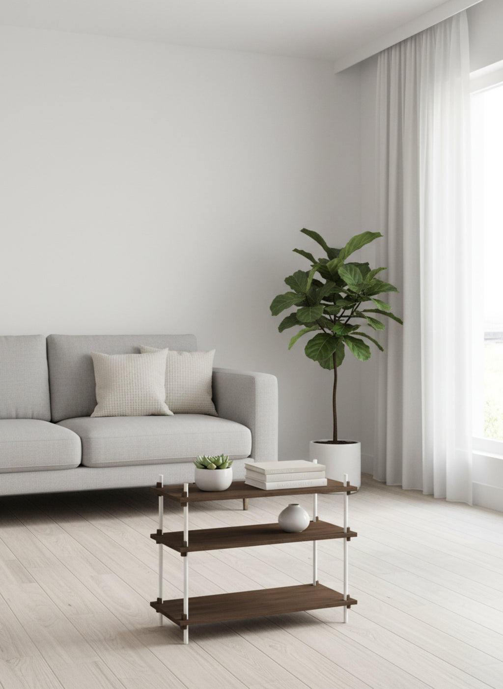 Customizable Moebe Shelving System in Smoked Oak & White - 65x86x35 cm