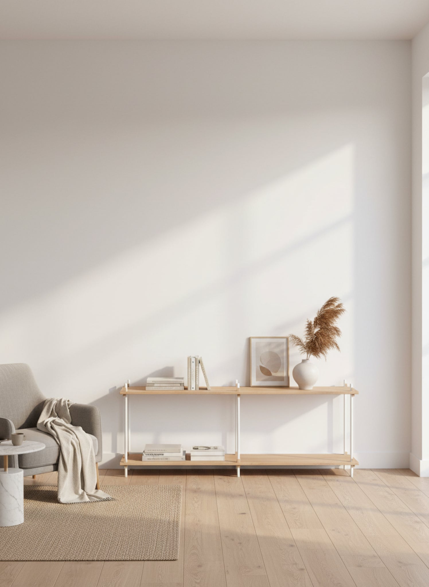 Customizable Moebe Shelving System in Oak/White - Versatile & Stylish Design