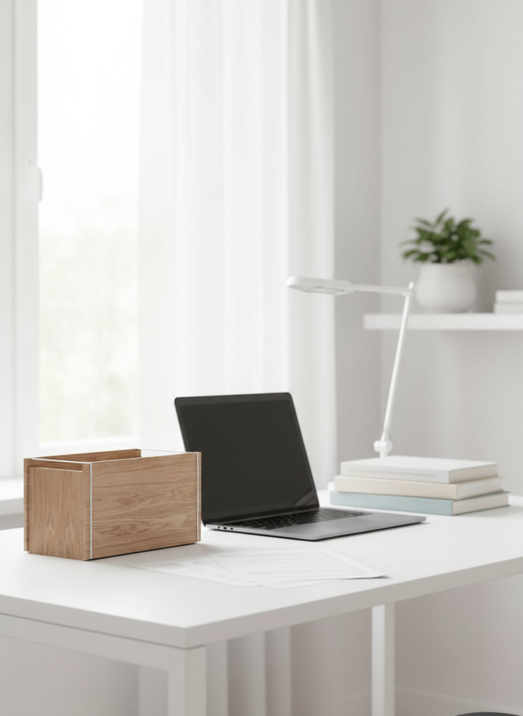 Spacious Moebe Oak/White Storage Box - 47L, Stackable & Easy Assembly