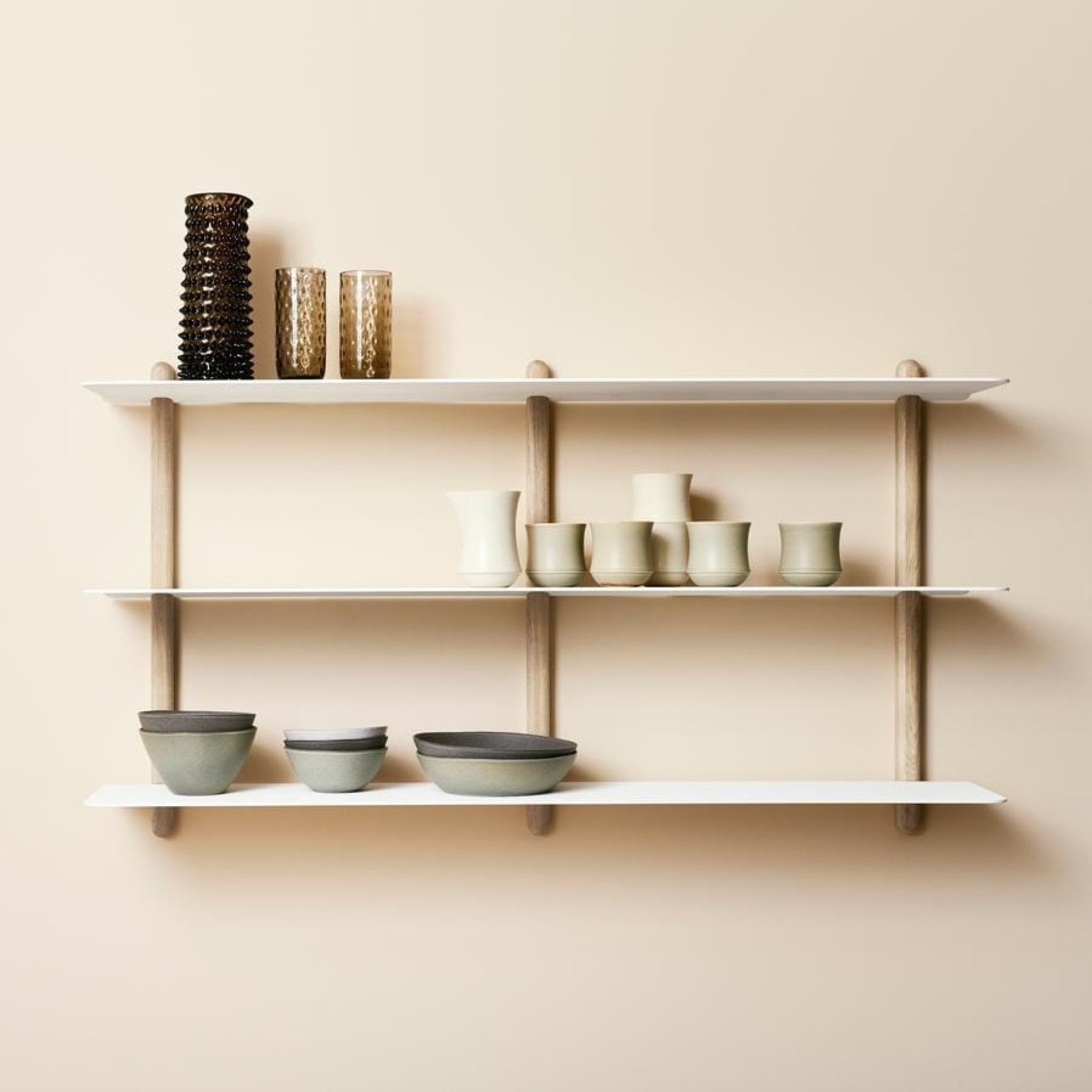 Gejst Nivo Shelf D - Light Oak/white Minimalist Wall Shelf 118×65 Cm
