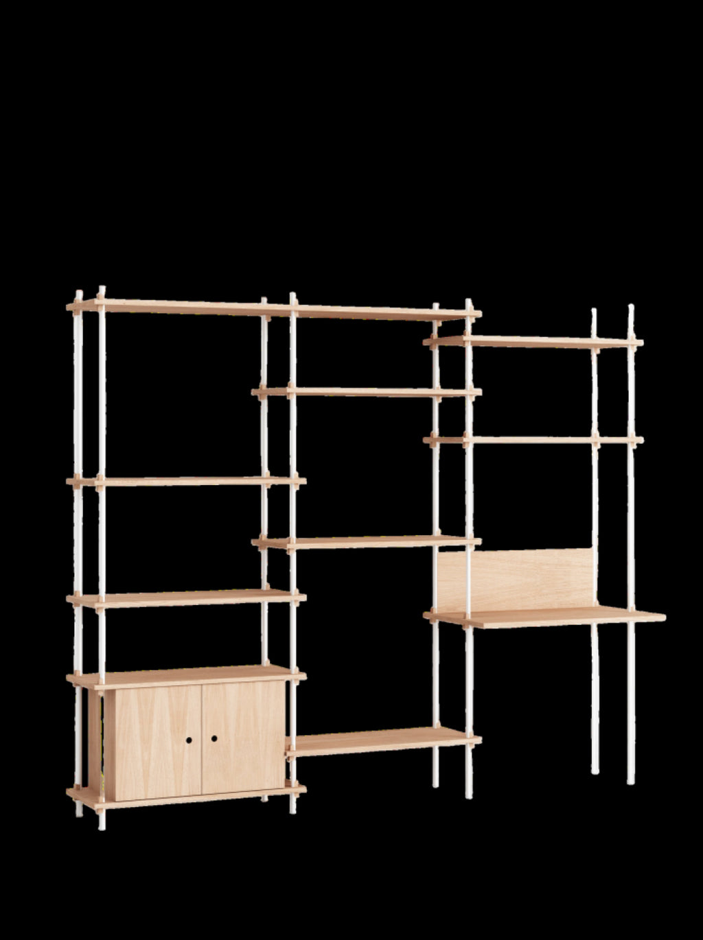 Customizable Moebe Shelving System S.200.3.D in Oak/White - Versatile Design
