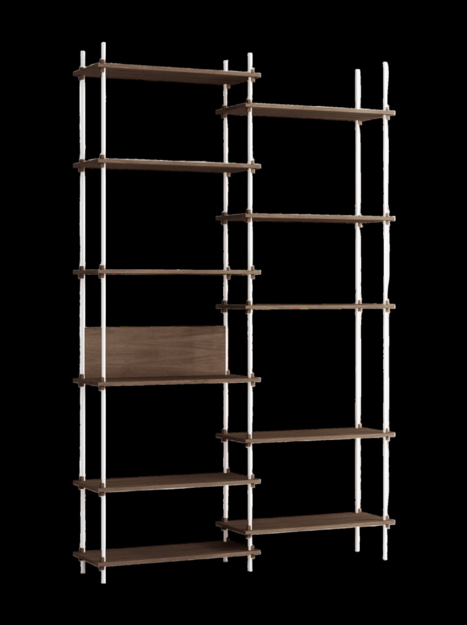 Customizable Moebe Shelving System in Smoked Oak & White - 255cm High