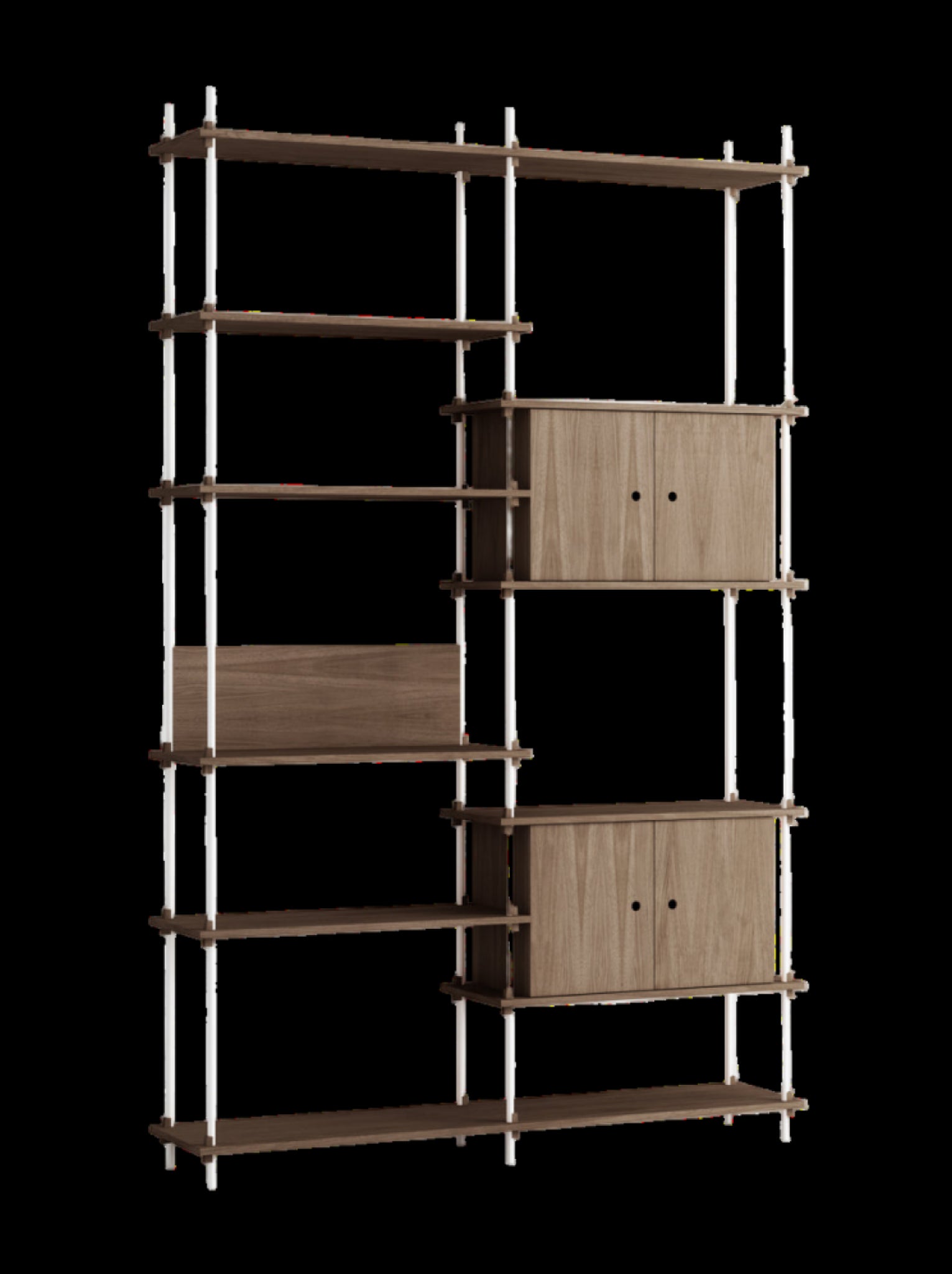 Customizable Moebe Shelving System in Smoked Oak & White - 255cm Height