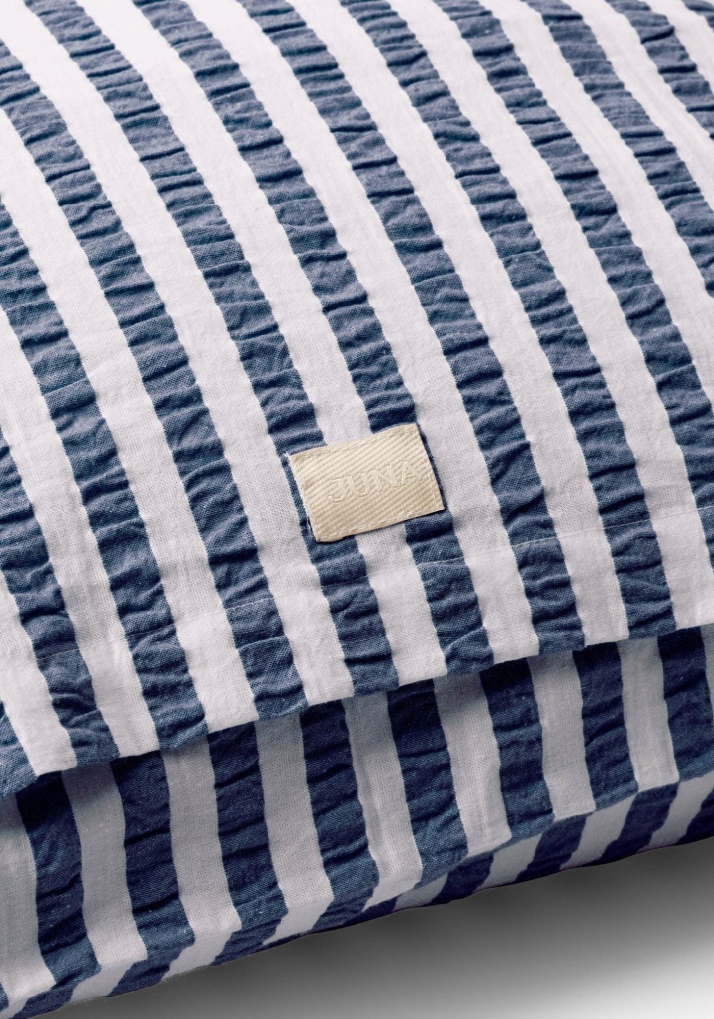 Juna Bæk & Bølge Lines pillowcase 63x60 cm, dark blue/white
