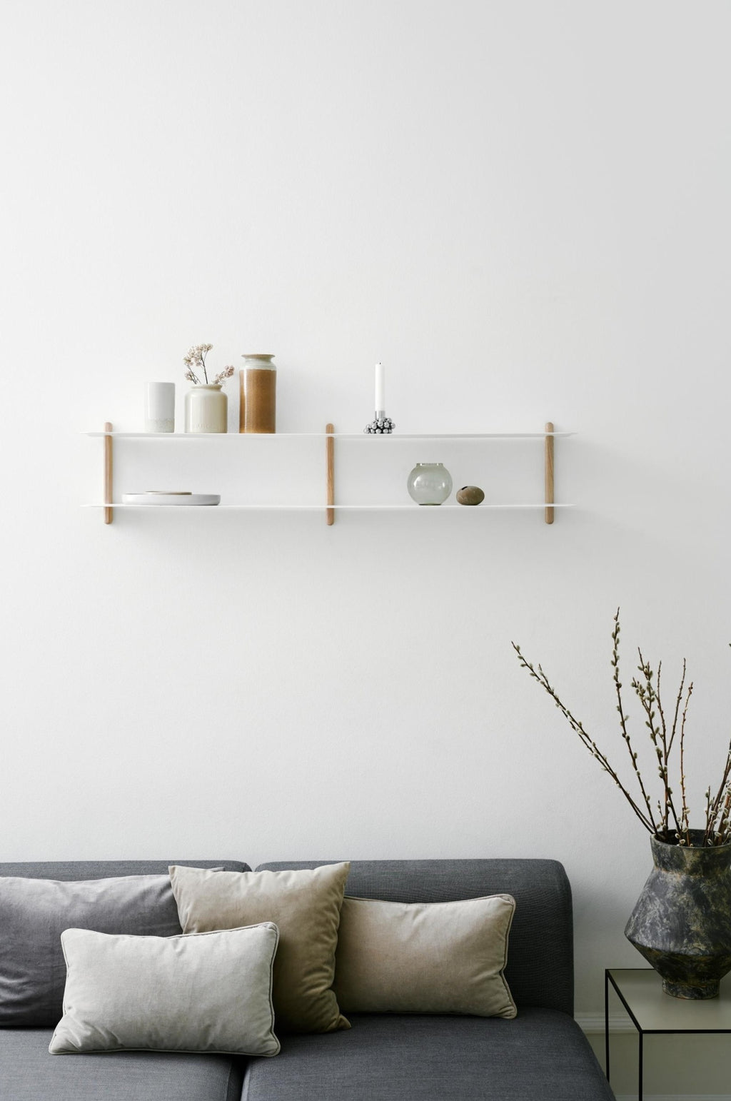 Gejst Nivo Wall Shelf C - Light Oak/white 118x25cm Minimalist Design